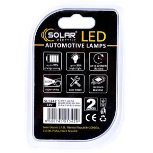 LED автолампа Solar 12V T10 W2.1×9.5d 10SMD white, 2шт