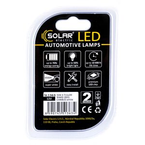 LED автолампа Solar 12V SV8.5 T11x39 9SMD white, 2шт