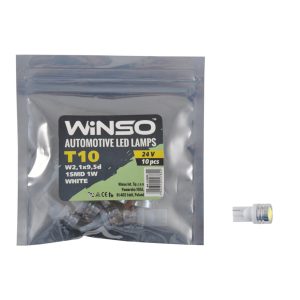 LED автолампа Winso 24V SMD T10 W2.1×9.5d 1LED 1W, white 10шт.уп.
