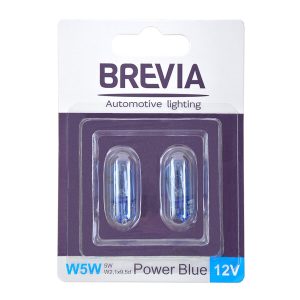 Лампа розжарювання Brevia W5W 12V 5W W2.1×9.5d Power Blue B2, 2шт