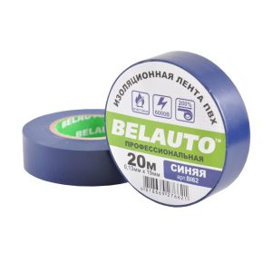 Стрічка ізоляційна ПВХ Belauto 20м, 0.13×19мм, синя, проф., вогнетривка