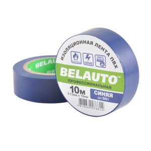 Стрічка ізоляційна ПВХ Belauto 10м, 0.13×19мм, синя, проф., вогнетривка