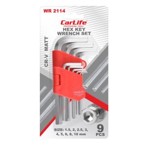 Набір ключів Carlife CR-V matt Г-подібних, 1.5-10мм, короткі, 9шт